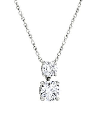  Signature Duo Drop Necklace in 14K White Gold, 1.5ctw Round Brilliant Lab Grown Diamonds