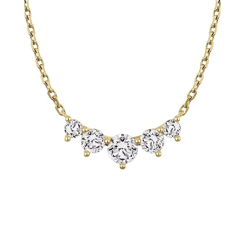 Vrai Arc Necklace In 14k White Gold, 3.5ctw Brilliant Round Lab Grown Diamonds In K Yellow Gold
