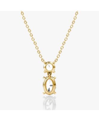  Signature Duo Drop Necklace in 14K Yellow Gold, 1.5ctw Round Brilliant & Oval Lab Grown Diamonds