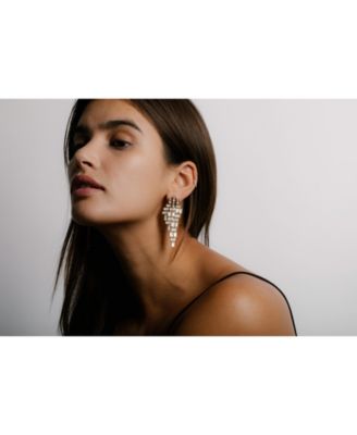  Baguette Cascade Earrings in 14K White Gold, 12.5ctw Baguette Lab Grown Diamonds