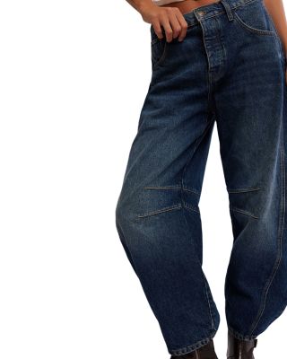 We The Free Good Luck Mid Rise Barrel Jeans in Deep End