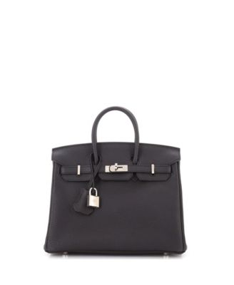 Pre-Owned Hermes Birkin 25 Handbag Black Togo with Palladium Hardware