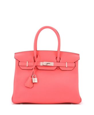 Pre-Owned Hermes Birkin 30 Handbag Pink Clemence with Palladium Hardware