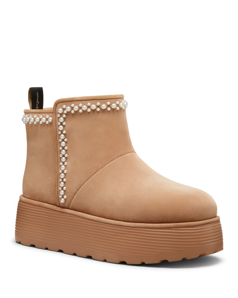 Stuart Weitzman Women's Nellie Pearl Flatform Boots in New Camel