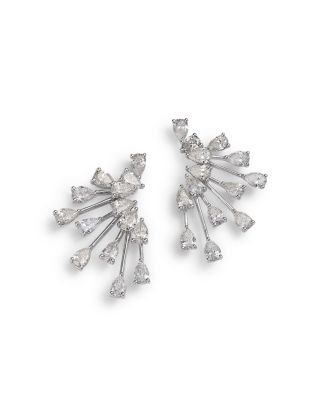 Bloomingdale's Fine Collection - Diamond Pear Spray Statement Earrings in 18K White Gold, 3.72 tcw