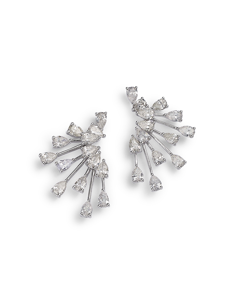 Bloomingdale's Fine Collection Diamond Pear Spray Statement Earrings In 18k White Gold, 3.72 Ct. T. W. In White