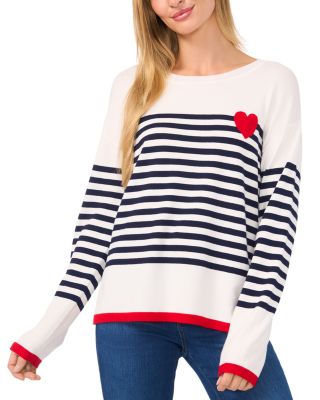 CeCe - Sailor Stripe Heart Graphic Sweater
