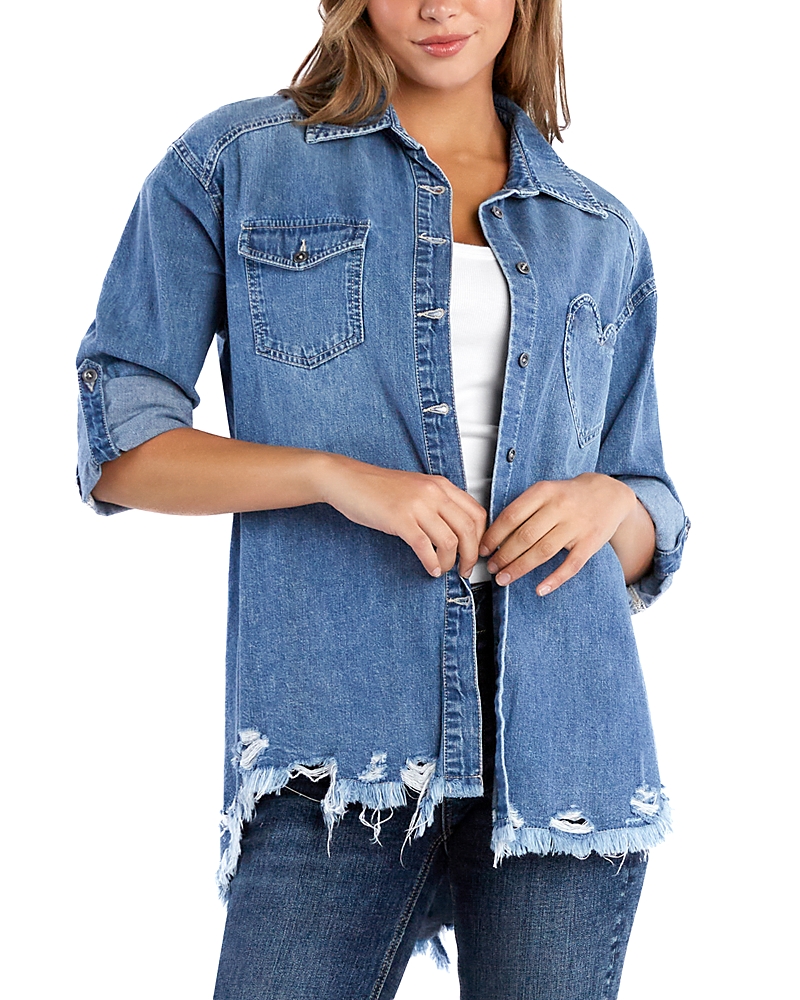 Billy T Heart Pocket Denim Button-up Shirt In Vintage Denim