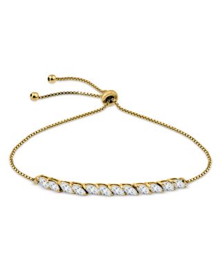 AQUA - Marquise Cubic Zirconia Adjustable Bracelet in 18K Gold Over Sterling Silver - Exclusive