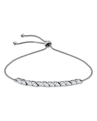 AQUA - Marquise Cubic Zirconia Adjustable Bracelet in Sterling Silver - Exclusive