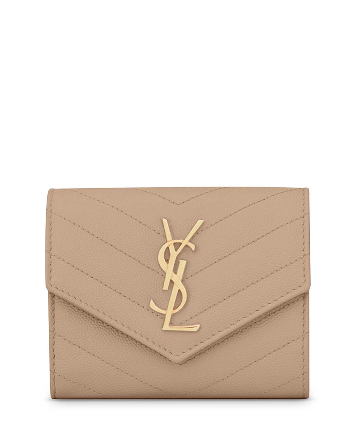 Saint Laurent Cassandre Matelasse Compact Tri Fold Wallet