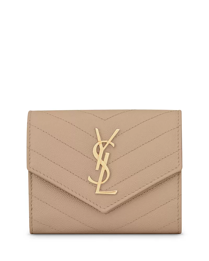 Saint Laurent Cassandre Matelasse Compact Tri Fold Wallet