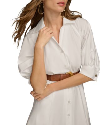 Belted A Line Midi Satin Dress