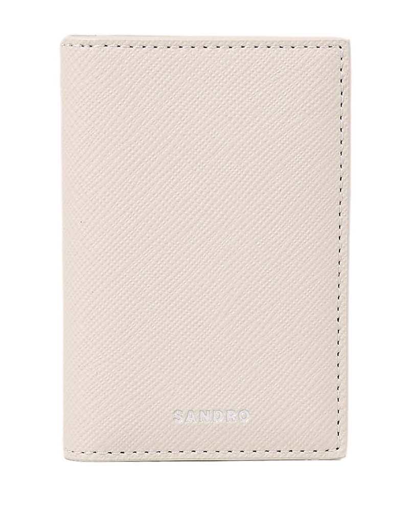Sandro Leather Wallet In Ficelle