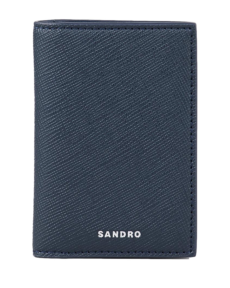 Sandro Leather Wallet In Midnight Blue