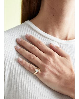 9K Yellow Gold Grey Diamond Mini Wave Ring & Grey Diamond Pear Signet Ring Set