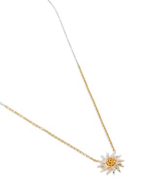 18K White & Yellow Gold Collier Mini Soleil Citrine & Gray Diamond Sun Pendant Necklace, 14.17"