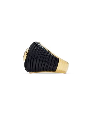 9K Yellow Gold Onyx & White Topaz Maxi Ring