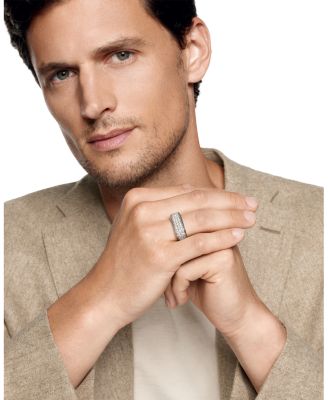 Men's Streamline&reg; Signet Ring in Sterling Silver with Diamonds, 10mm