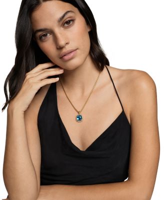 Albion&reg; Pendant in 18K Yellow Gold with Hampton Blue Topaz and Diamonds, 15mm