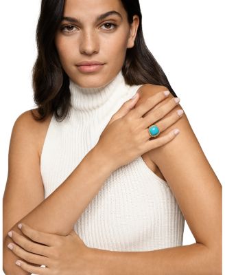 Albion&reg; Ring in 18K Yellow Gold with Turquoise and Diamonds, 15mm