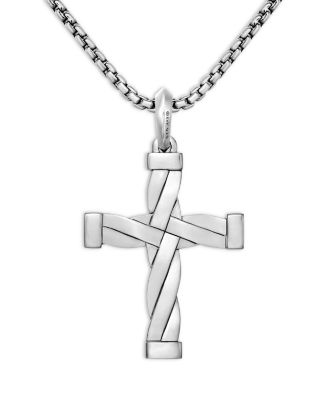Men's DY Helios Cross Pendant in Sterling Silver, 48mm