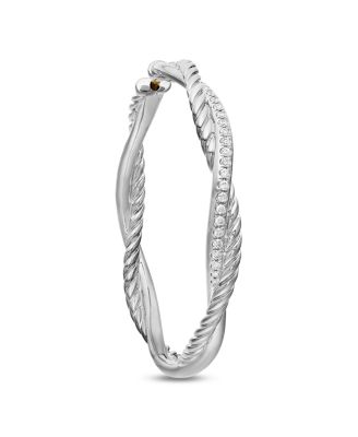 Petite Infinity Hoop Earrings in Sterling Silver with Pav&eacute; Diamonds