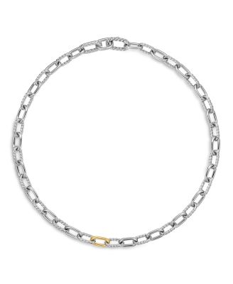 18K Yellow Gold & Sterling Silver DY Madison&reg; Link Chain Necklace, 18.5"