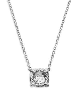 Sterling Silver Petite Ch&acirc;telaine&reg; Diamond Pav&eacute; Pendant Necklace, 16-18"