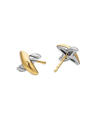 Sterling Silver & 18K Yellow Gold Petite X Stud Earrings