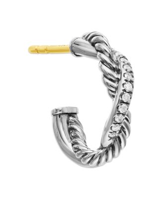 Sterling Silver Petite Infinity Huggie Hoop Earring with Diamonds