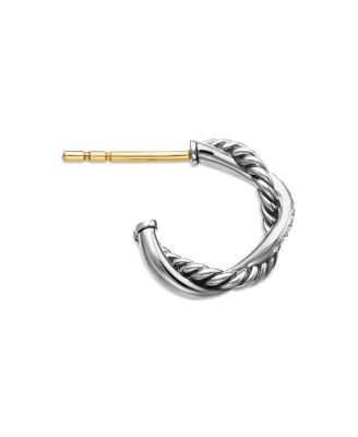 Sterling Silver Petite Infinity Huggie Hoop Earring with Diamonds