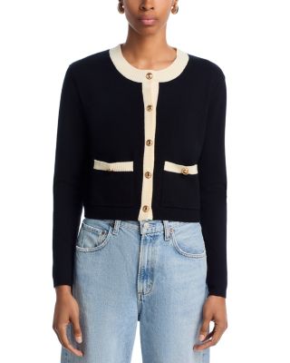 Contrast Border Button Front Cardigan