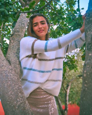 Sequinned Striped Sweater