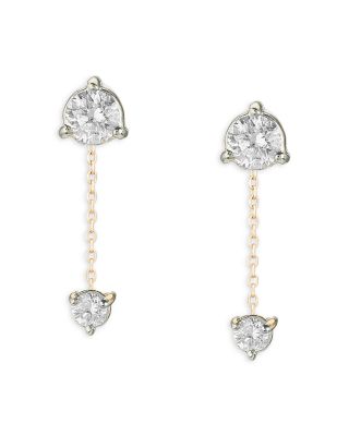 14K Yellow Gold Diamond Amigos Chain Post Earrings