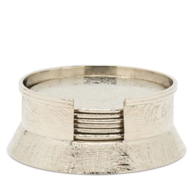 Sevasti Shiny Nickle Textured Round Coaster, Set of 6