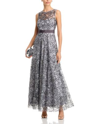 Sleeveless Boat Neck Ball Gown