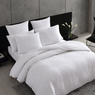 Solid Textured Pleats 3 Piece Duvet Cover Set, Queen
