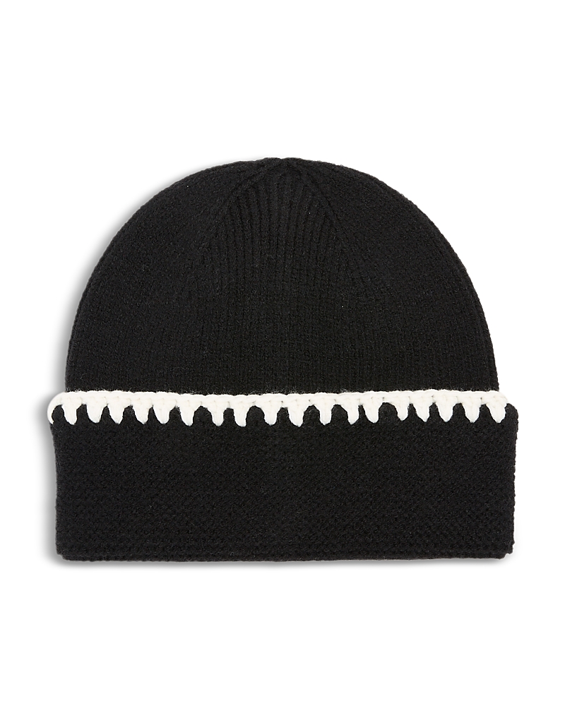 Aqua Whipstitch Knit Beanie - Exclusive In Black