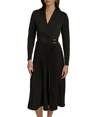 Donna Karan - Faux Wrap A Line Midi Dress