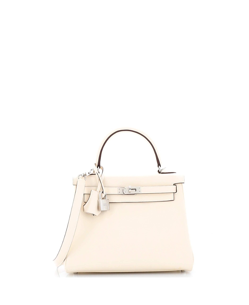 Pre-owned Pre-owned Hermes Hermes Kelly 25 Handbag Light Swift With Palladium Hardware In Nata