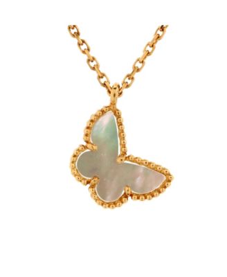 Pre-Owned Van Cleef & Arpels Sweet Alhambra Butterfly Pendant Necklace 18K Gold and Mother of Pearl