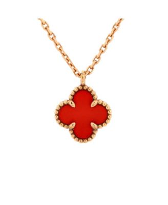 Pre-Owned Van Cleef & Arpels Sweet Alhambra Pendant Necklace 18K Rose Gold and Carnelian