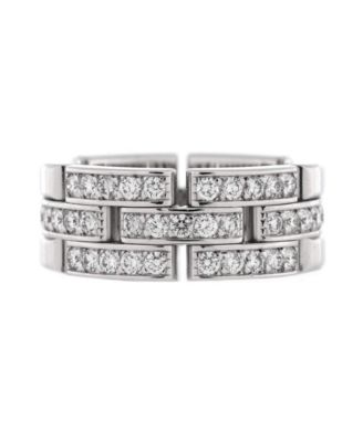 Pre-Owned Cartier Maillon Panthere 3 Row Band Ring 18K White Gold with Half Diamonds