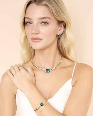 Color Stone Stud Earrings in 18K Gold Plated