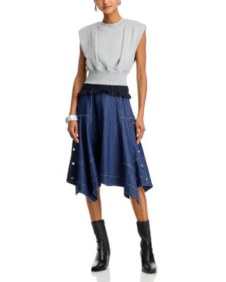3.1 Phillip Lim - Sleeveless French Terry and Denim Dress