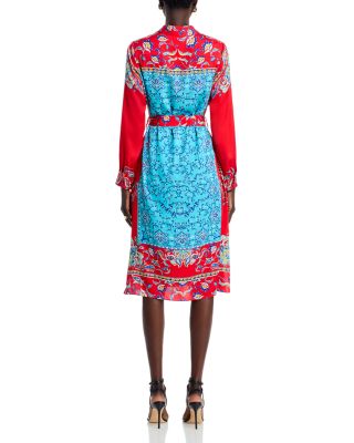 Paulina Isle of Capri Tie Waist Printed Shirtdress