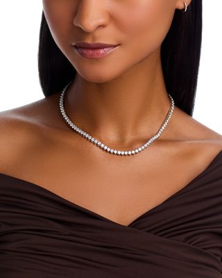 Certified Lab Grown Diamond Tennis Necklace in 18K White Gold, 20.0 tcw