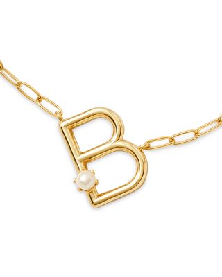 Kendra Scott - Cultured Freshwater Pearl Initial Pendant Necklace in 14K Gold Plated, 19"