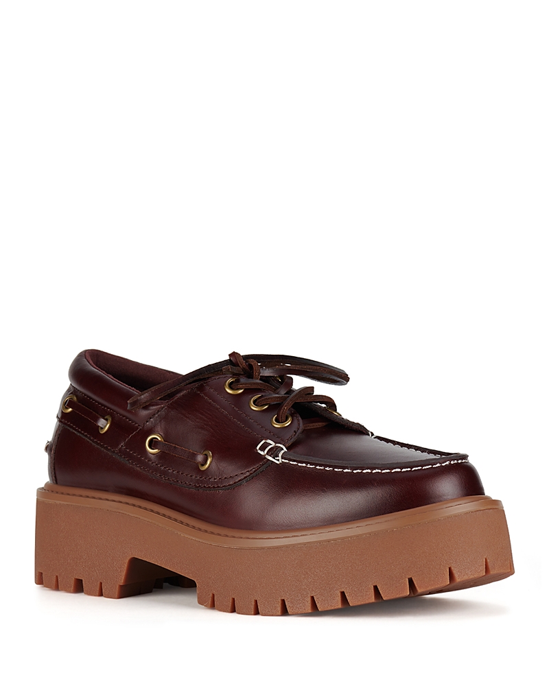 Jeffrey Campbell Women's Crushed Lug Platform Boat Loafers In Wine